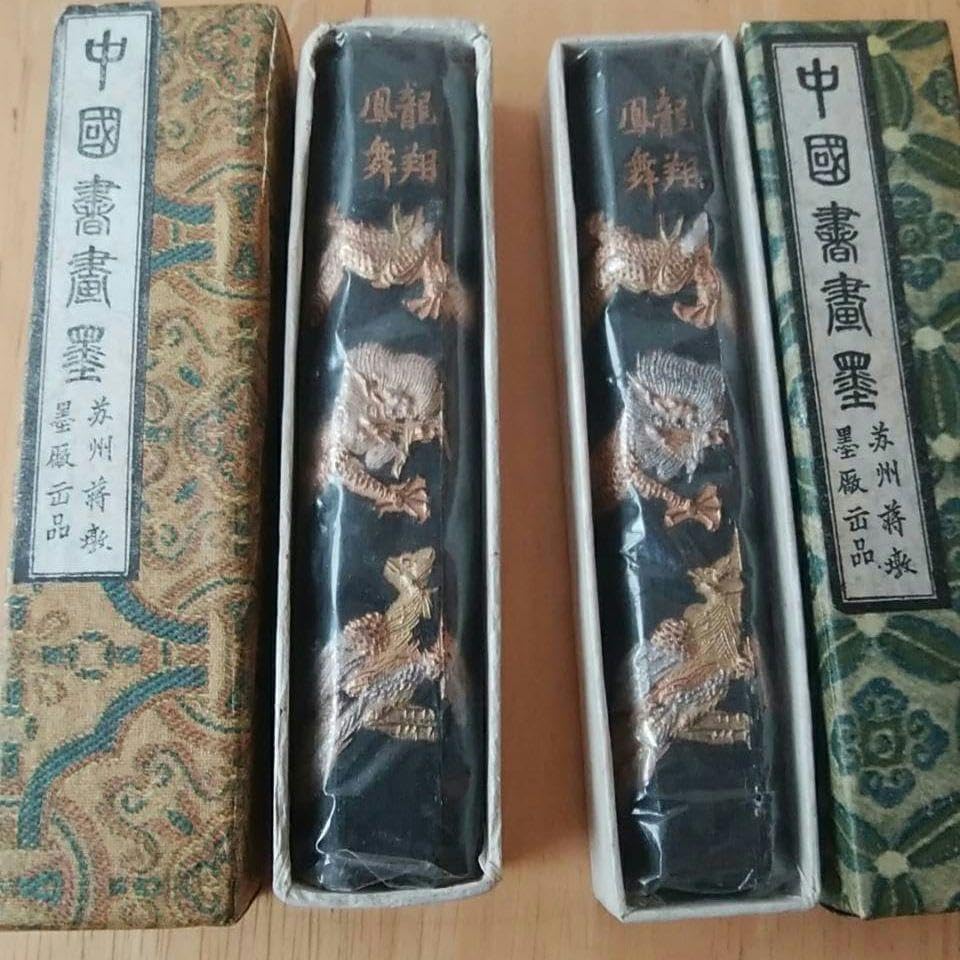 中国 古墨 8本セット希少】御園図古墨 八種 中国墨 固形墨 中国 墨